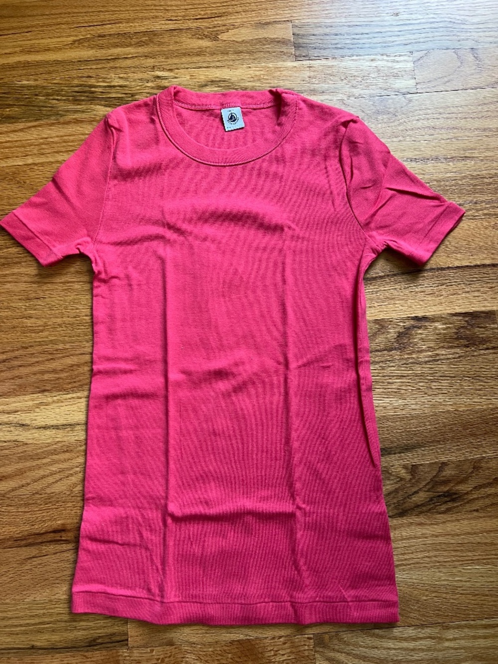 Petit Bateau coral s/s 100% cotton tee shirt women’s size 16/small NWOT